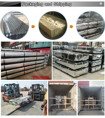 Cobre de zinco, mergulhado a quente A653 Z40 Z275 DX51d espessura 0,45 mm Chapa de telhado galvanizado de Gi para perfuração de serviço de processamento
