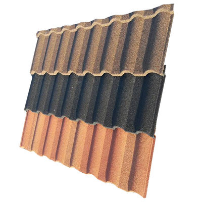 Folha de telhado revestida de pedra em design clássico e materiais para edifícios de grau