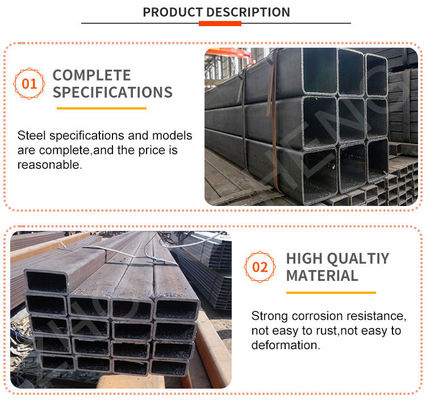 Fabricação de tubos quadrados ASTM 100 x 100 x 4 mm MS com comprimento de 6 m e ligeiramente lubrificados