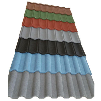 Material de PVC e 2,7 kg/pcs Peso azuis, revestidos de pedra anti-desvanecimento, telhas de telhado metálicas com alta durabilidade