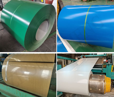 Folha de bobina de aço galvanizado PPGI revestida de largura e cor personalizáveis para quadro em pacote padrão