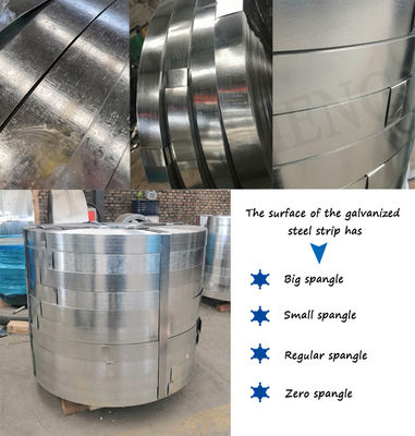 Passagem de pele Sim 180mm bobina de tira de aço galvanizado com revestimento Z121-Z180 e 65mn