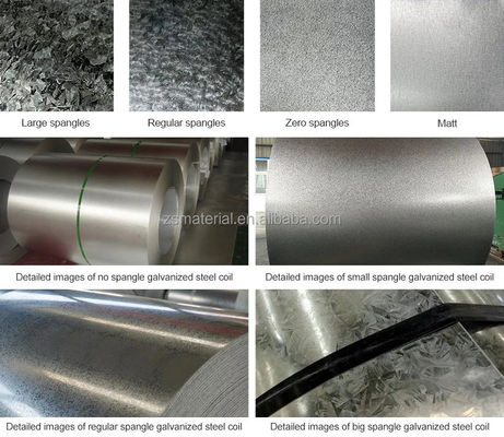 Spangle mínimo 0.6mm bobina de aço Z275 bobina de aço galvanizado mergulhada em quente folha de Gi para cobertura folha Spangle regular